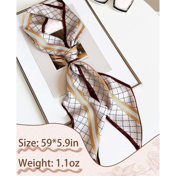 Women's Turmeric Rhombus Fashion Oblique Angle Silk Neck Scarf Printed Scarves - Picture 3 of 6